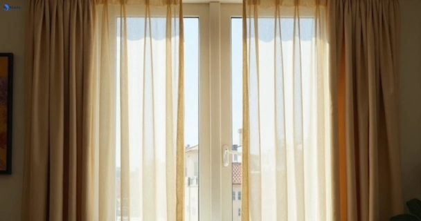 Dull dusty drapes in bonogin before professional cleaning